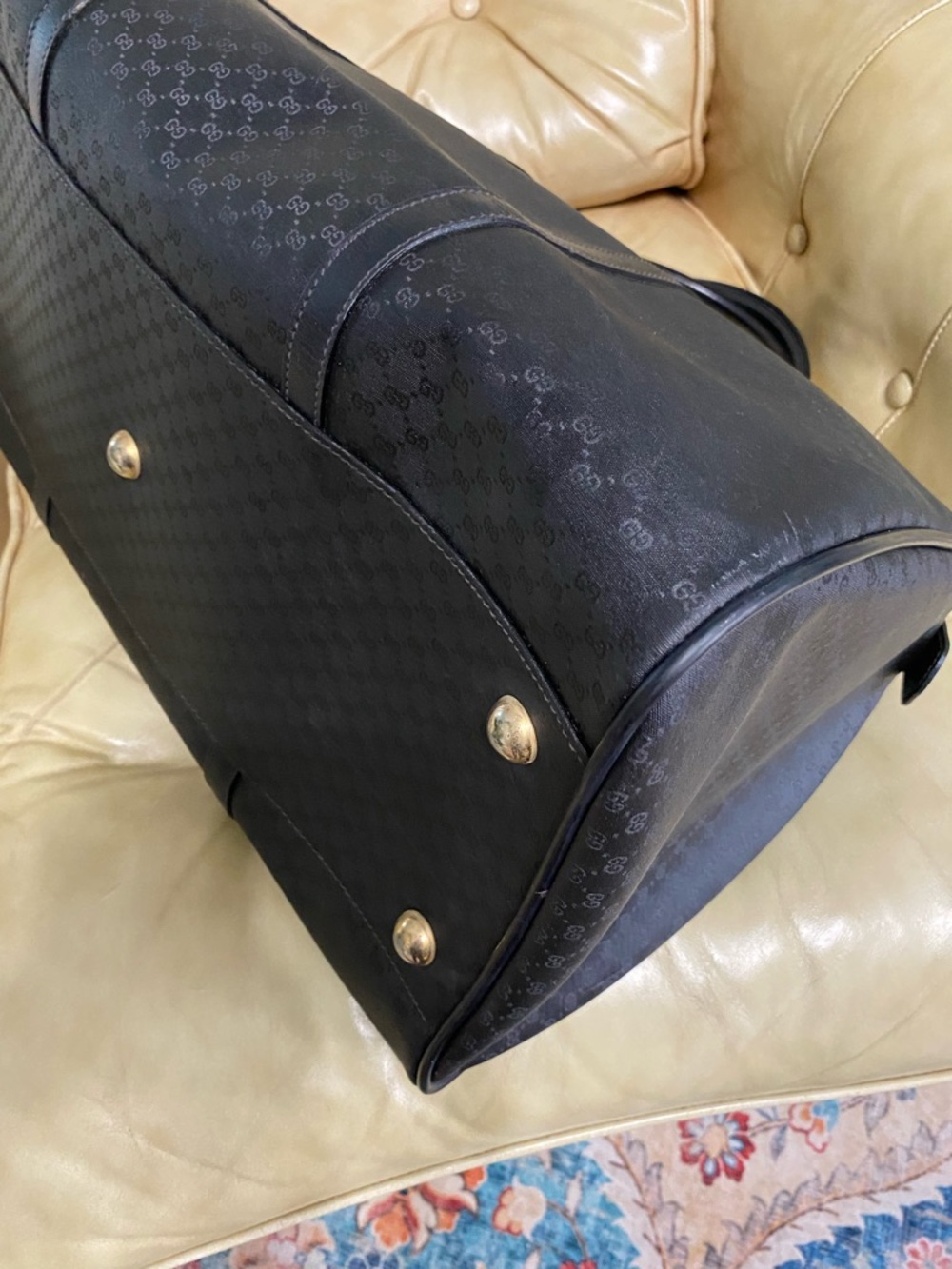 XL Gucci Travel Bag Duffel Micro GG Monogram Black Unisex Luggage Satchel - Picture 9 of 17
